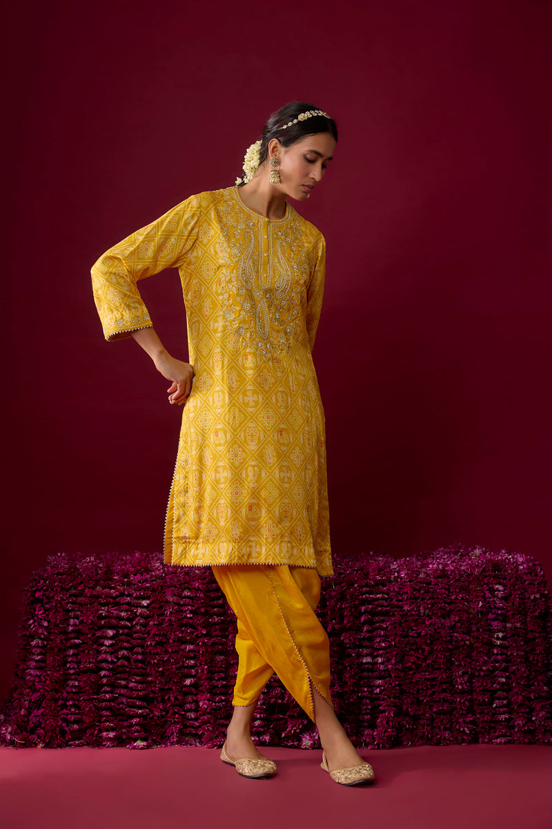 Nadia - Heirloom Mustard Short Kurta With Salwar (RTS)