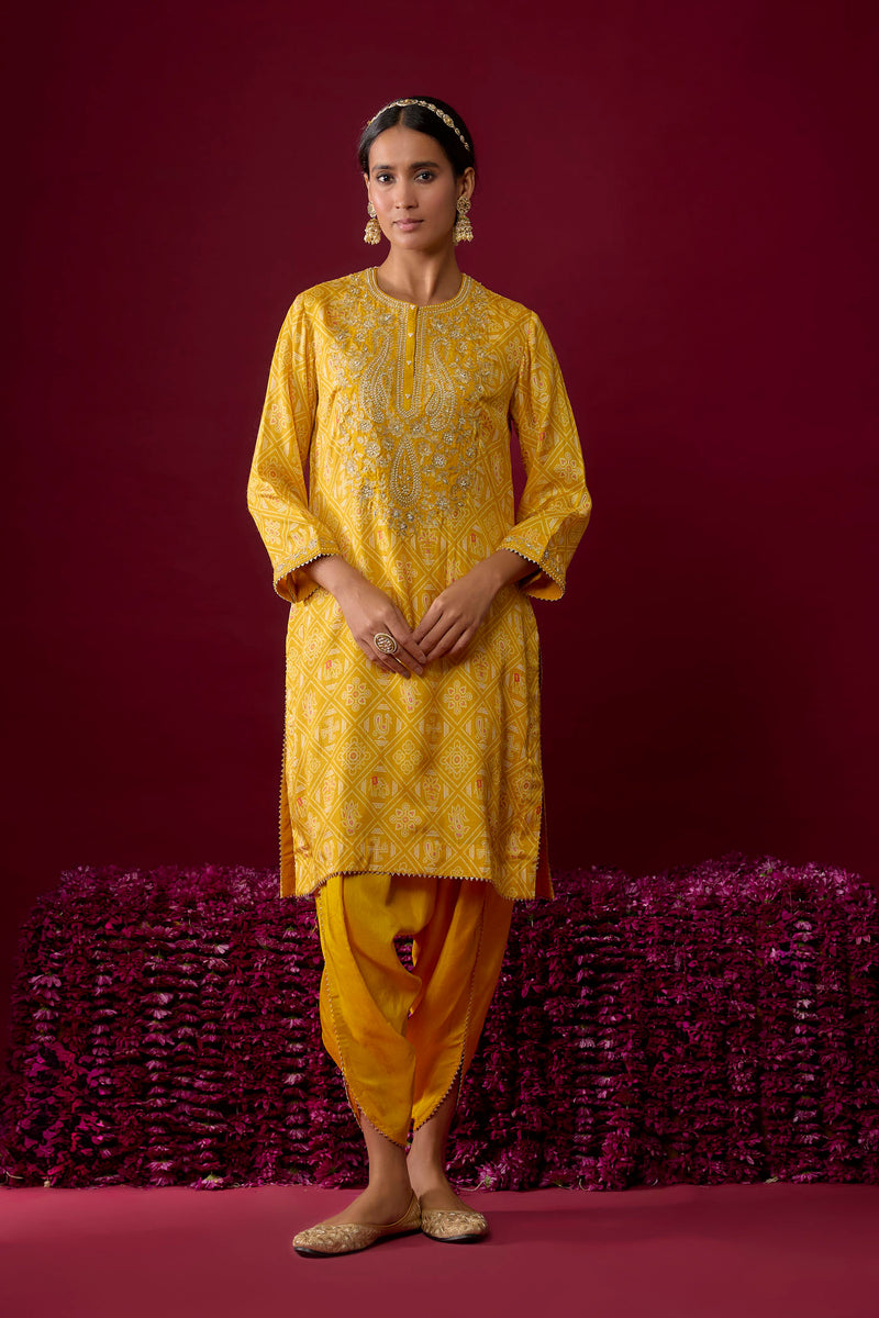 Nadia - Heirloom Mustard Short Kurta With Salwar (RTS)