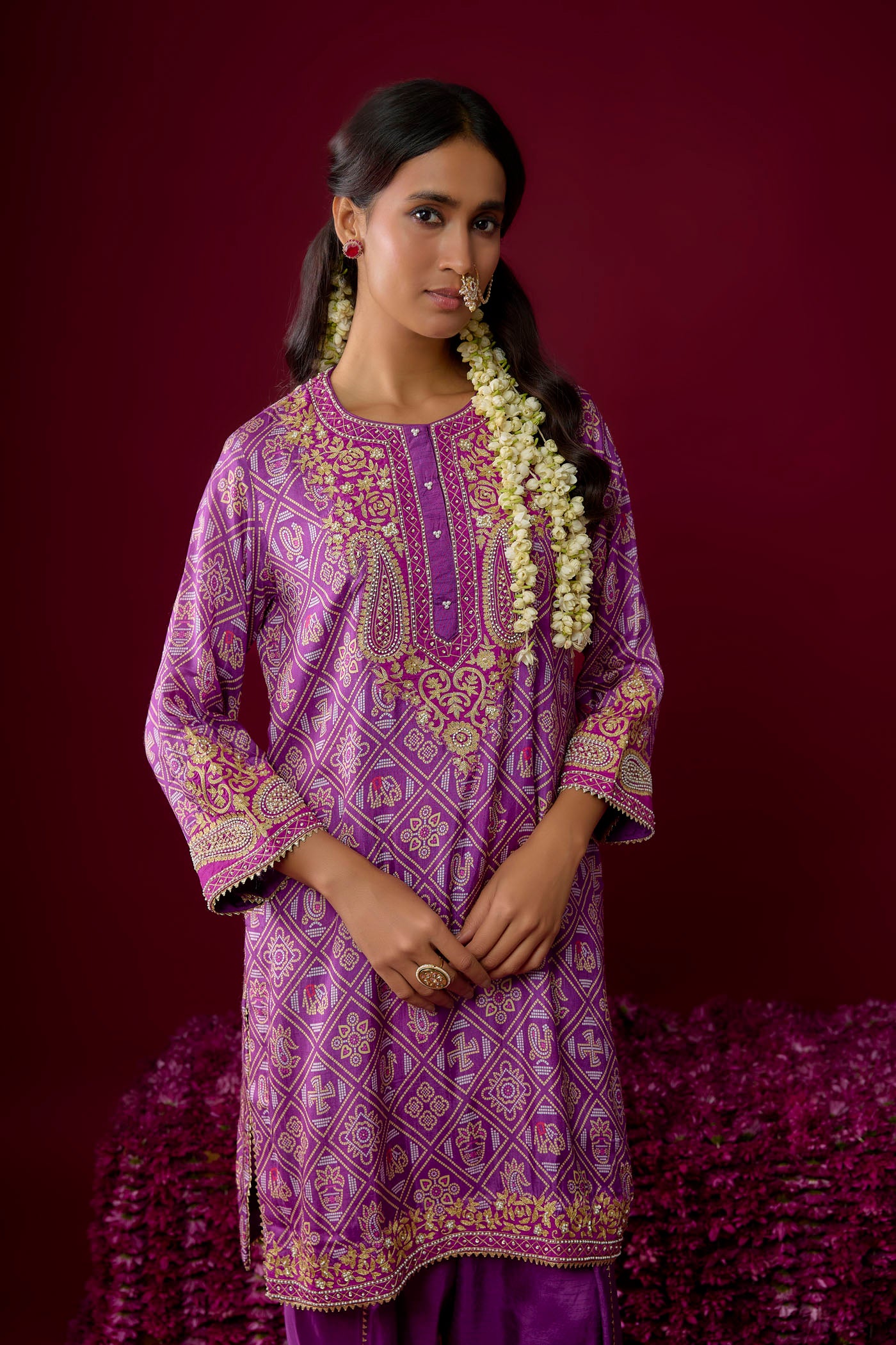 Zoya - Purple Short Kurta With Dhoti