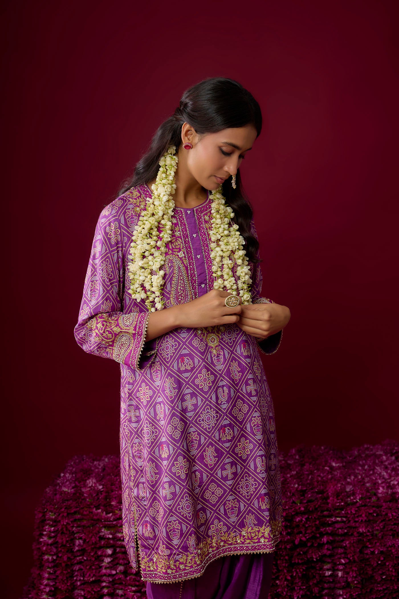 Zoya - Purple Short Kurta With Dhoti