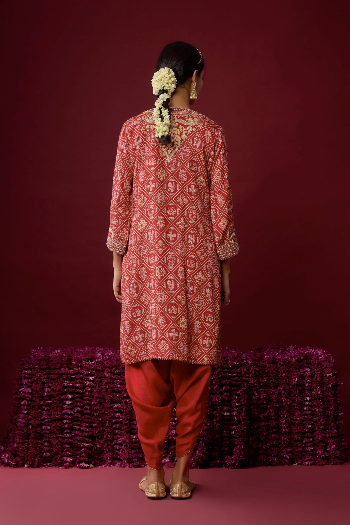Rihana - Deep Red Short Kurta With Dhoti