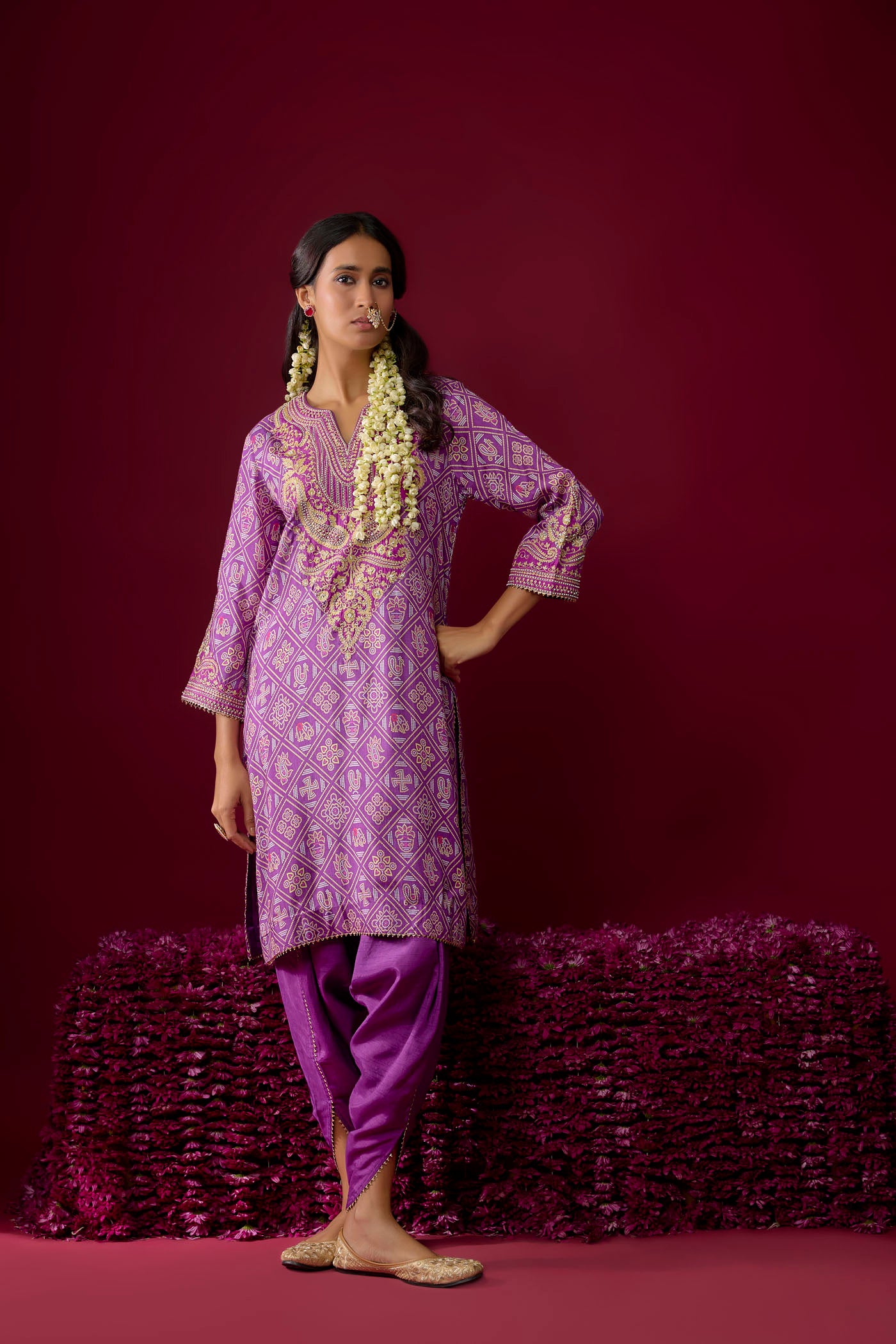 Rihana - Purple Short Kurta With Dhoti