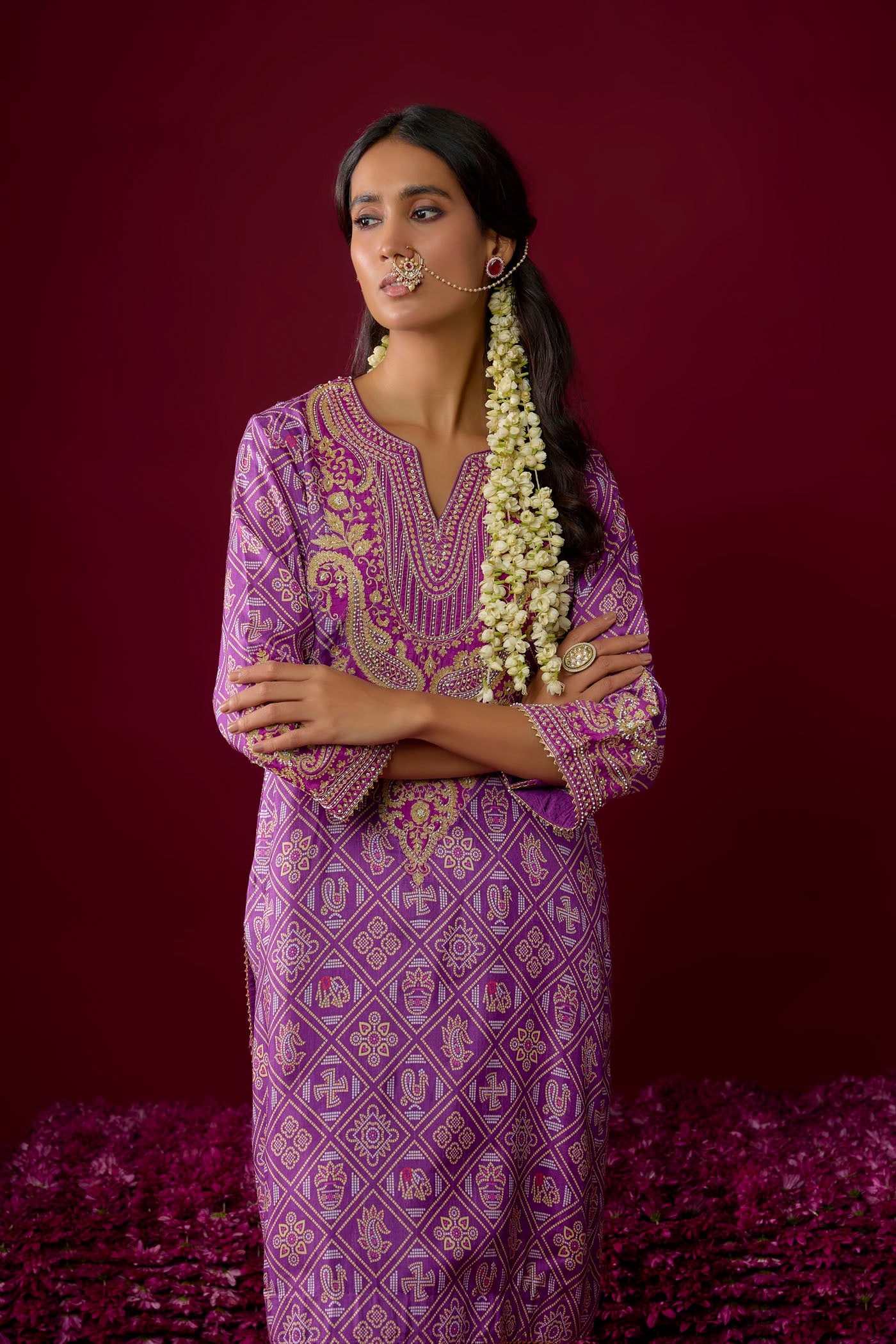 Rihana - Purple Short Kurta With Dhoti
