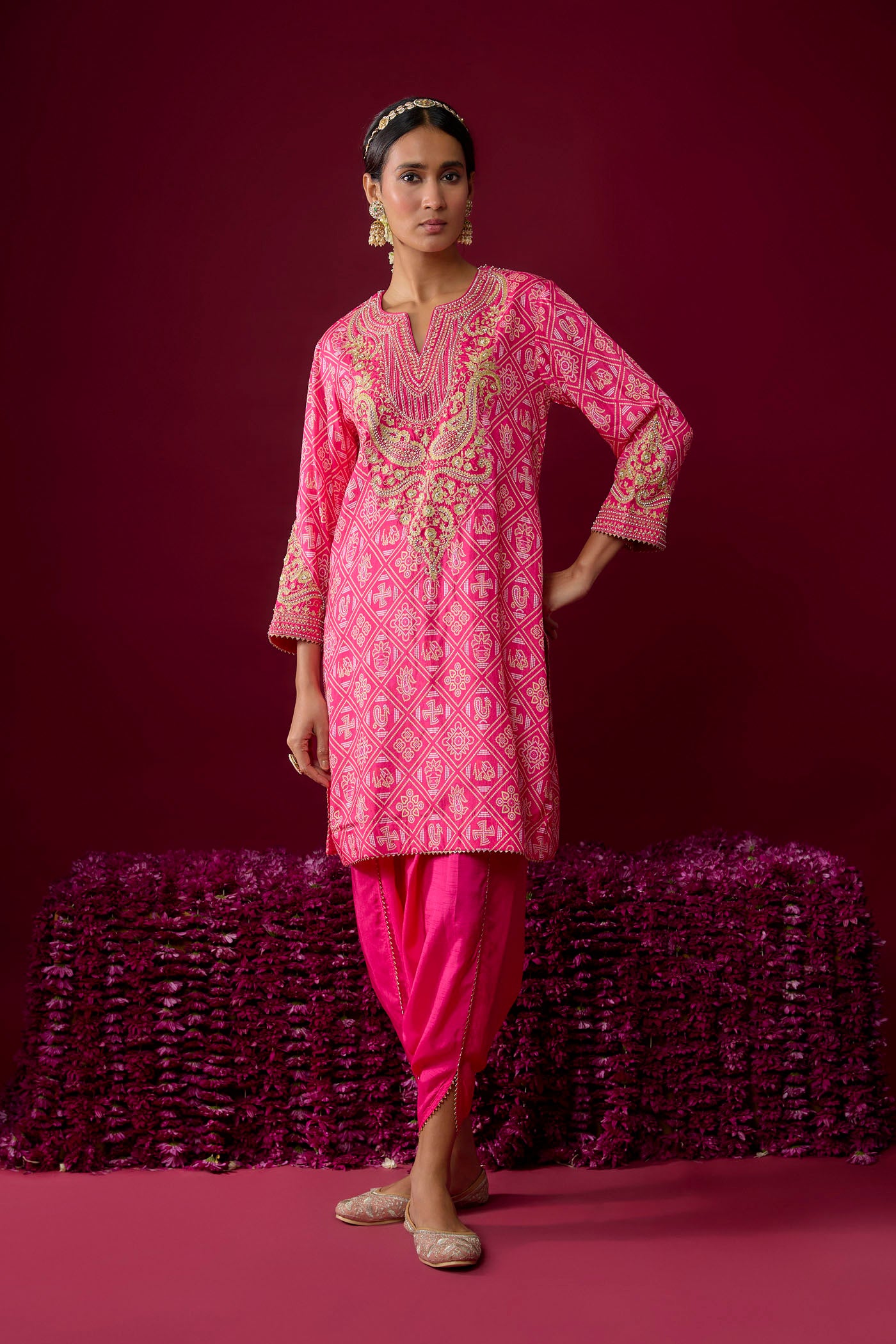 Rihana - Hotpink Short Kurta With Dhoti