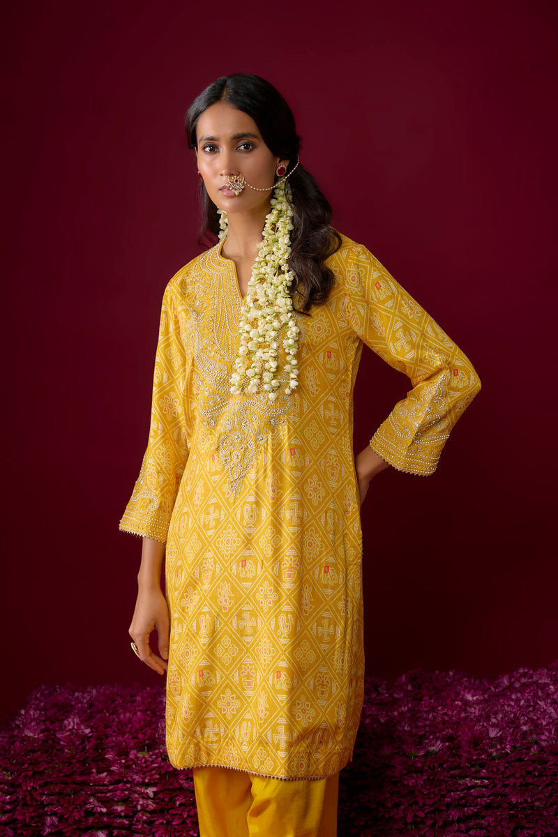Rihana - Heirloom Mustard Short Kurta With Salwar (RTS)