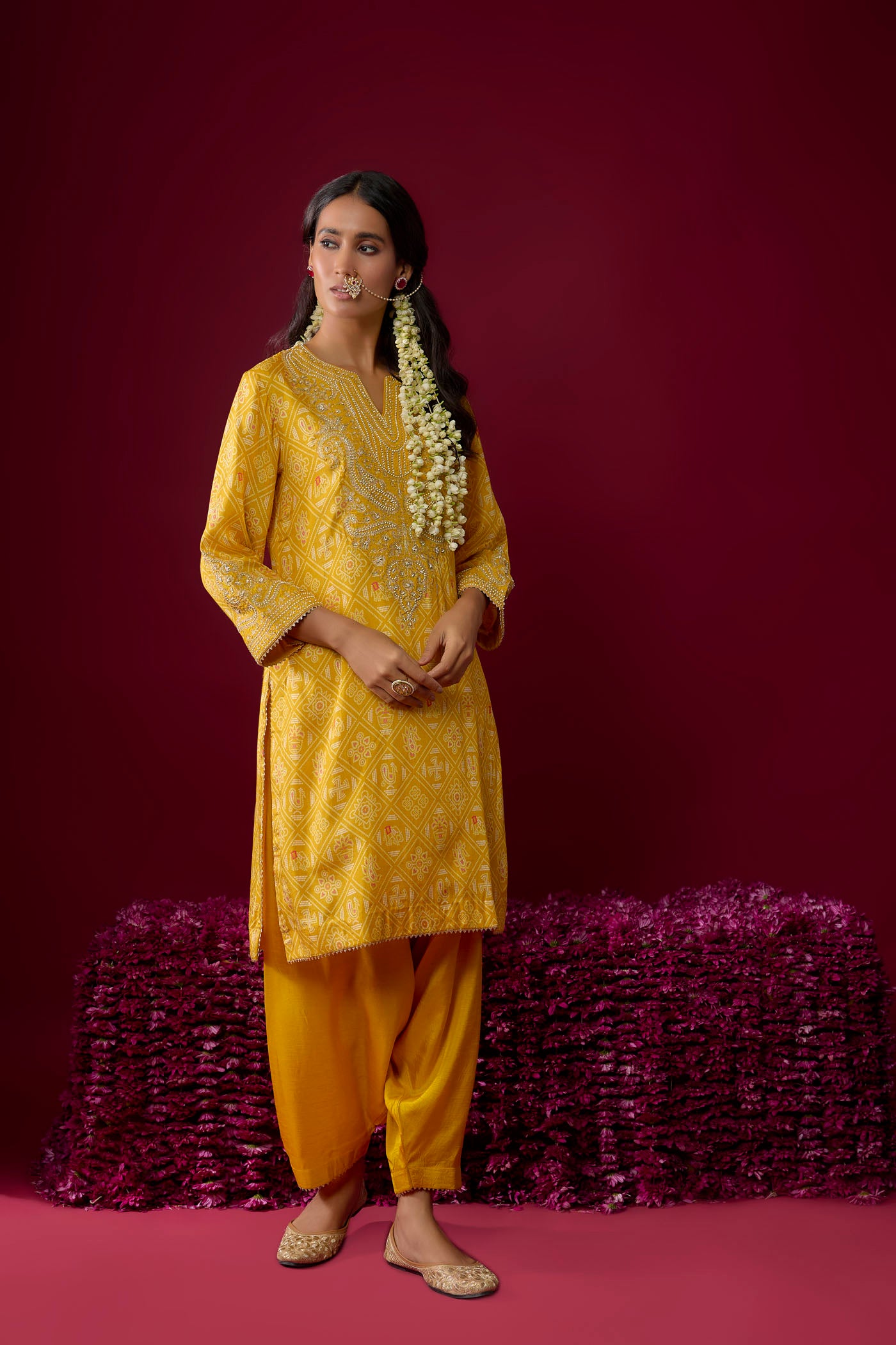 Rihana - Mustard Short Kurta With Salwar