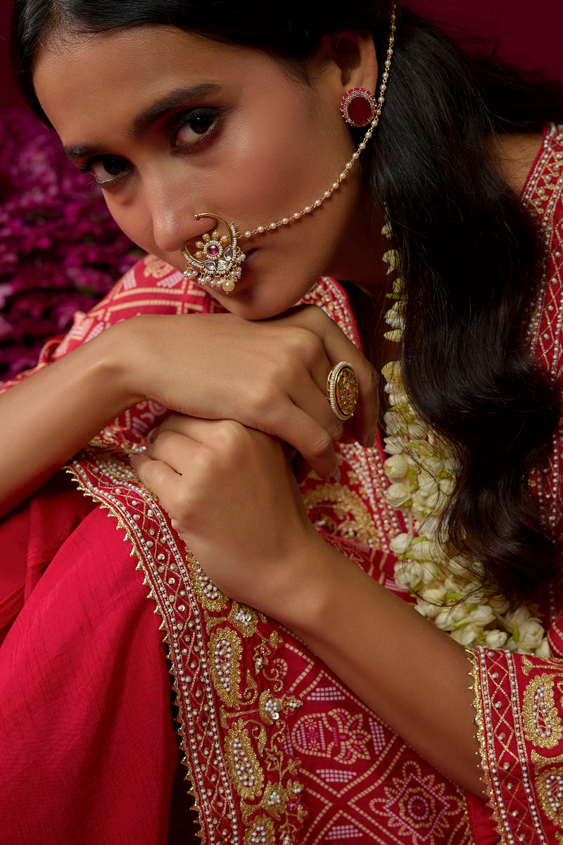 Jiana - Deep Red Short Kurta With Salwar (RTS)