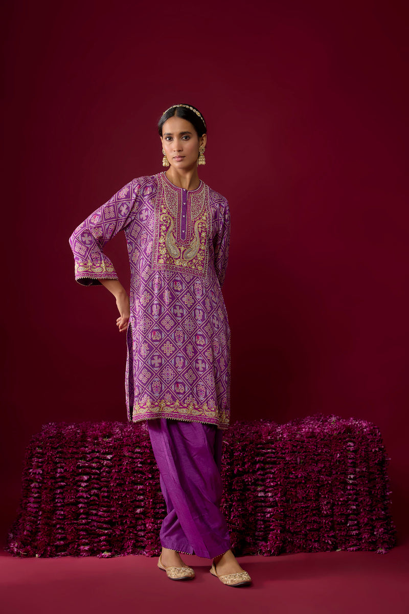 Jiana - Purple Short Kurta With Salwar