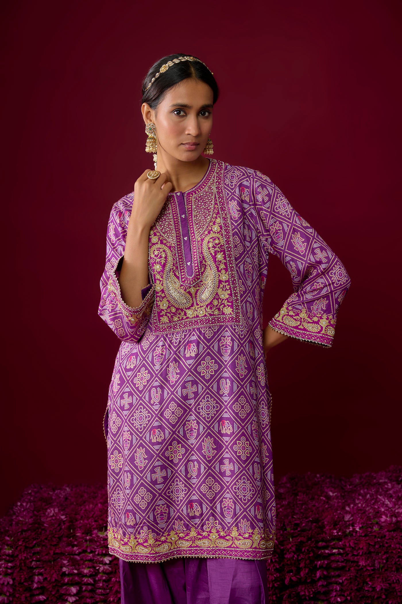 Jiana - Purple Short Kurta With Salwar