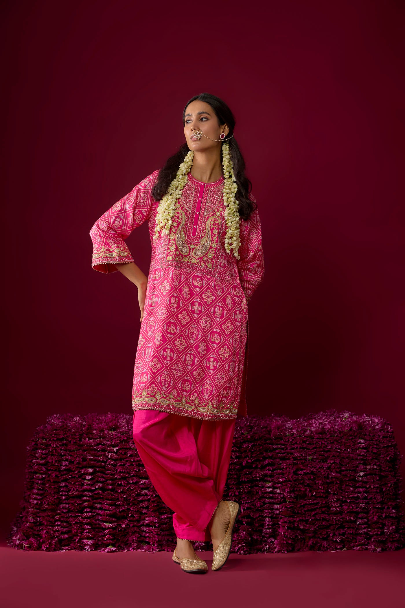 Jiana - Hotpink Short Kurta With Salwar