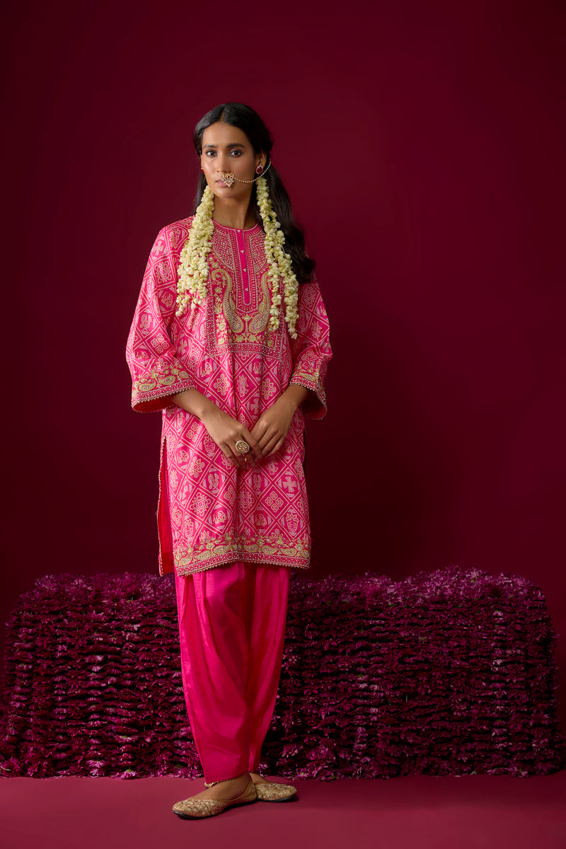 Jiana - Hotpink Short Kurta With Salwar