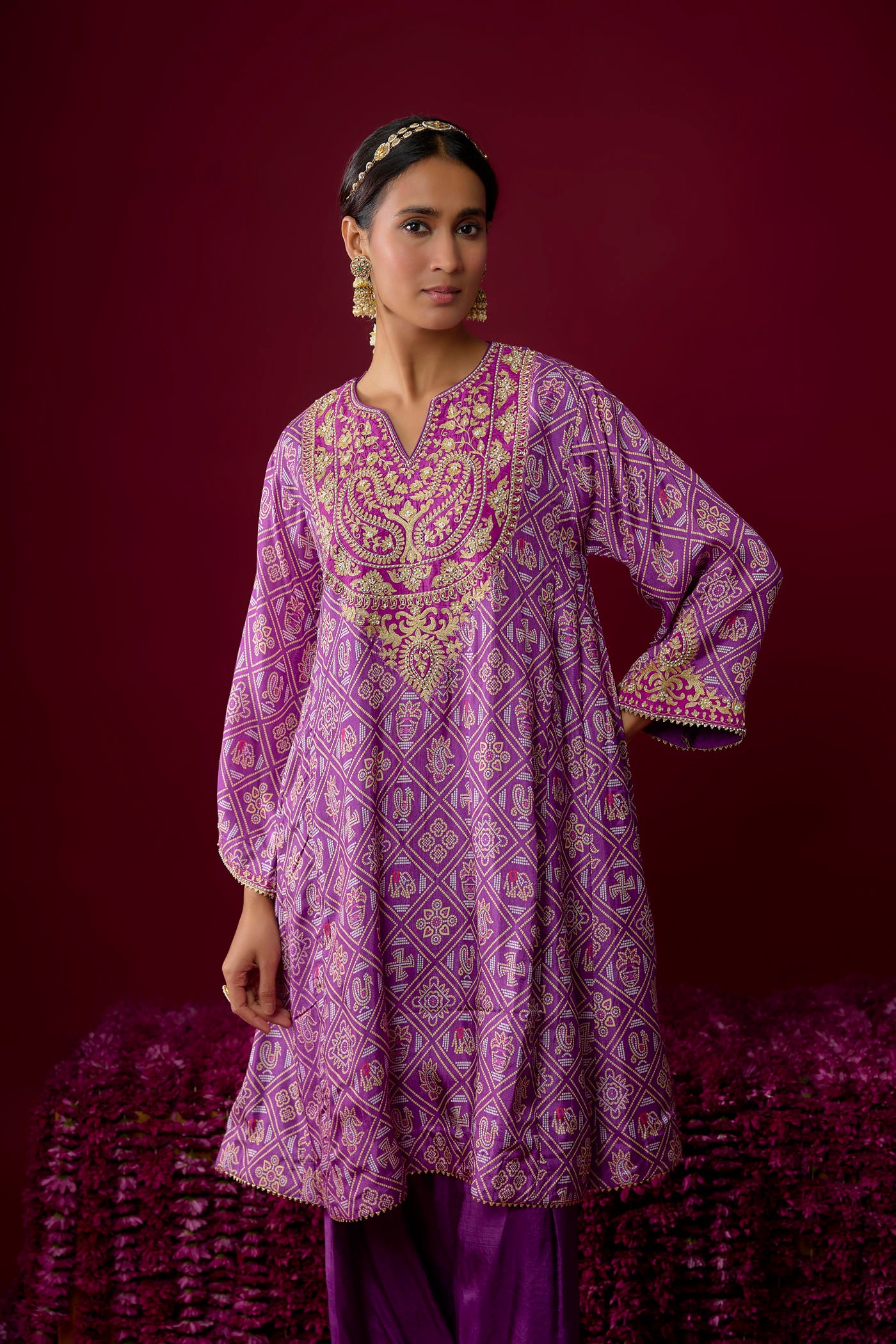 Rasha - Purple Short Chauga With Salwar