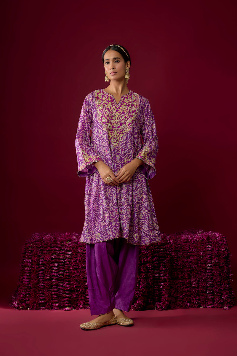 Urwa - Purple Short Chauga With Salwar
