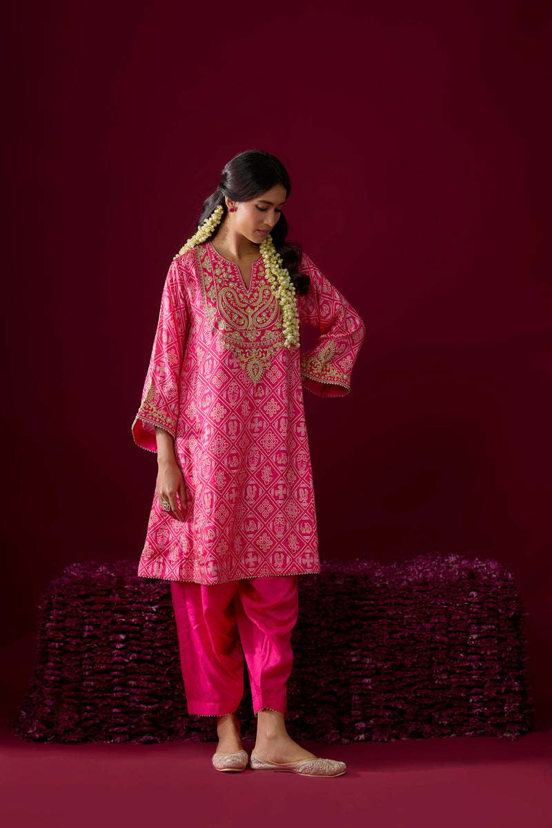 Urwa - Hotpink Short Chauga With Salwar