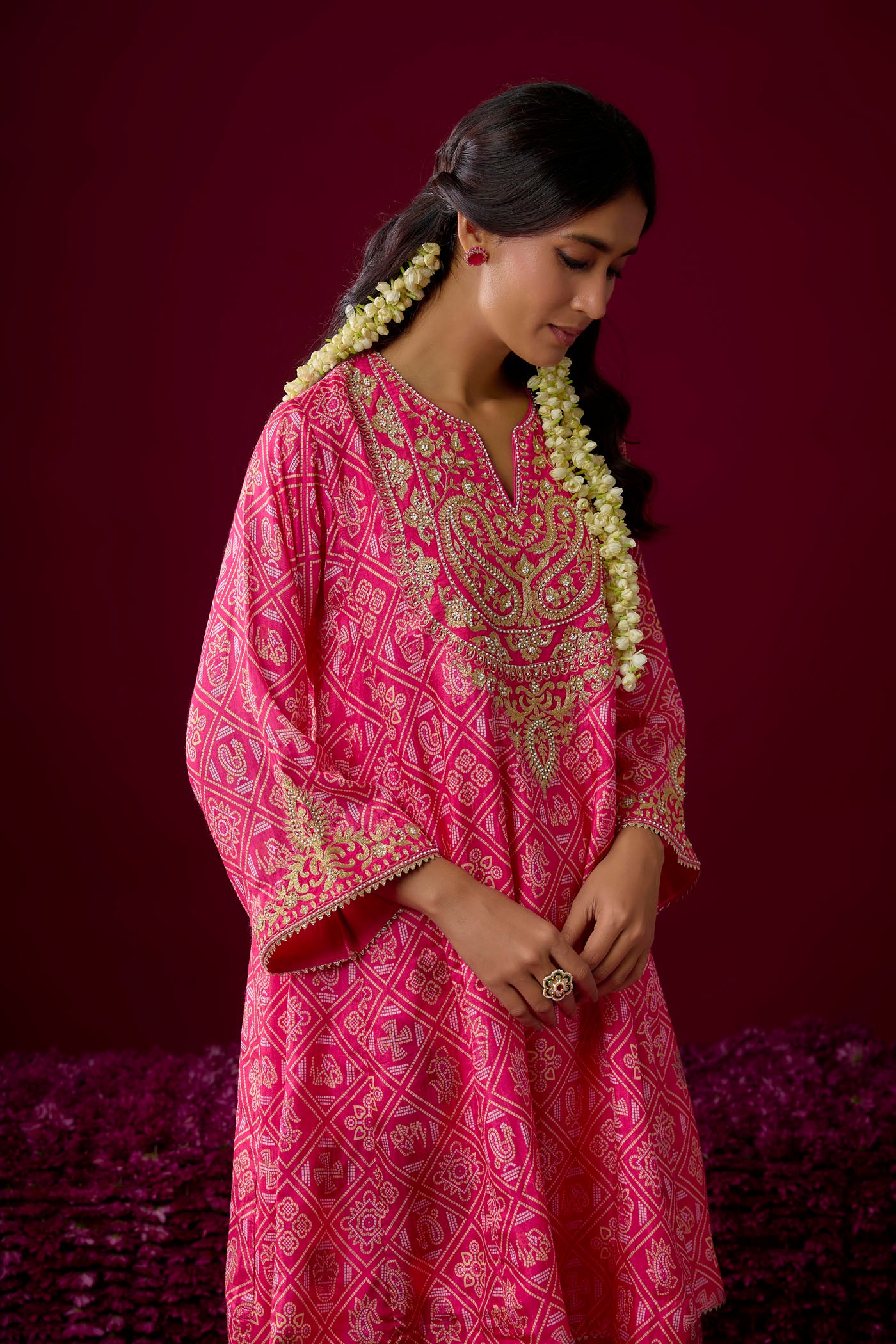 Rasha - Hotpink Short Chauga With Salwar