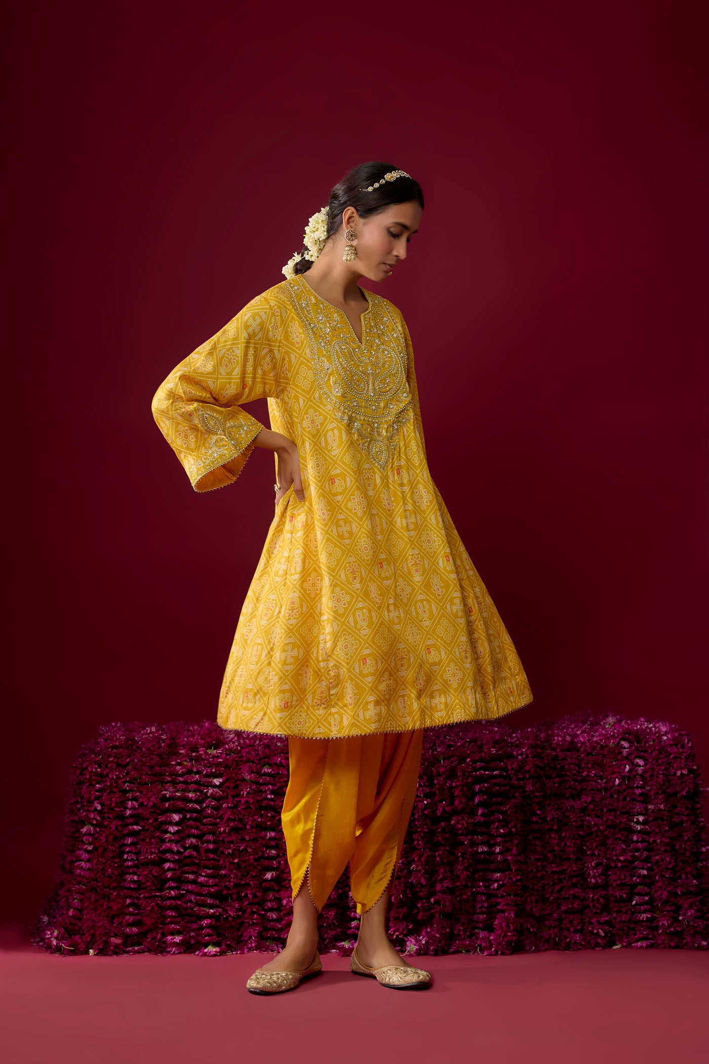 Rasha - Mustard Short Chauga With Dhoti