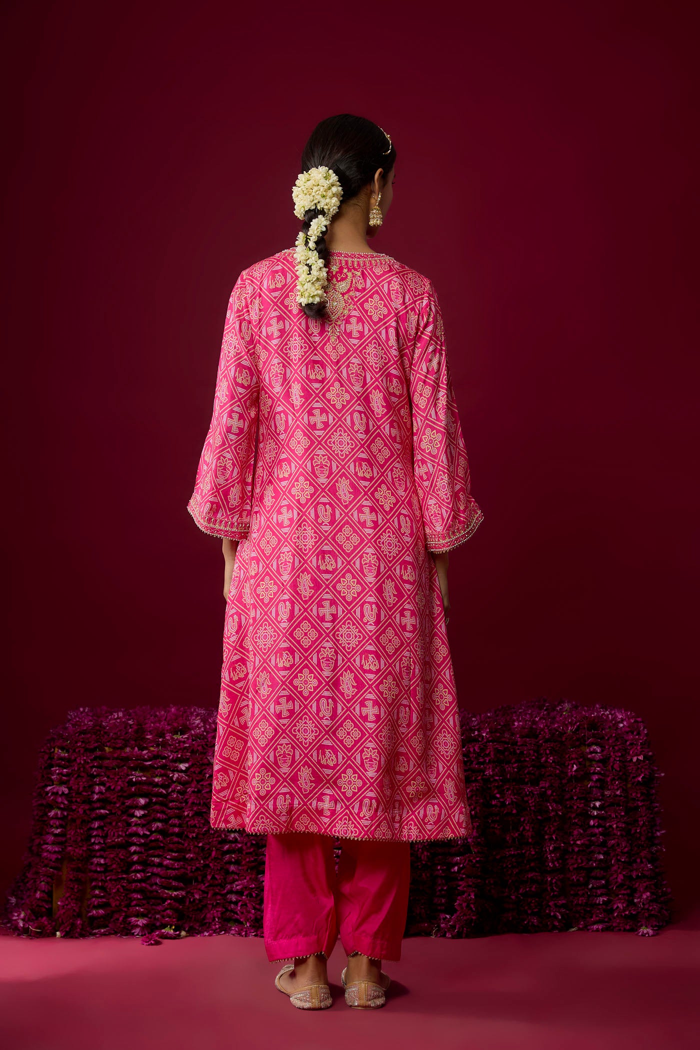 Safiya - Hotpink Long Kaaftan With Salwar