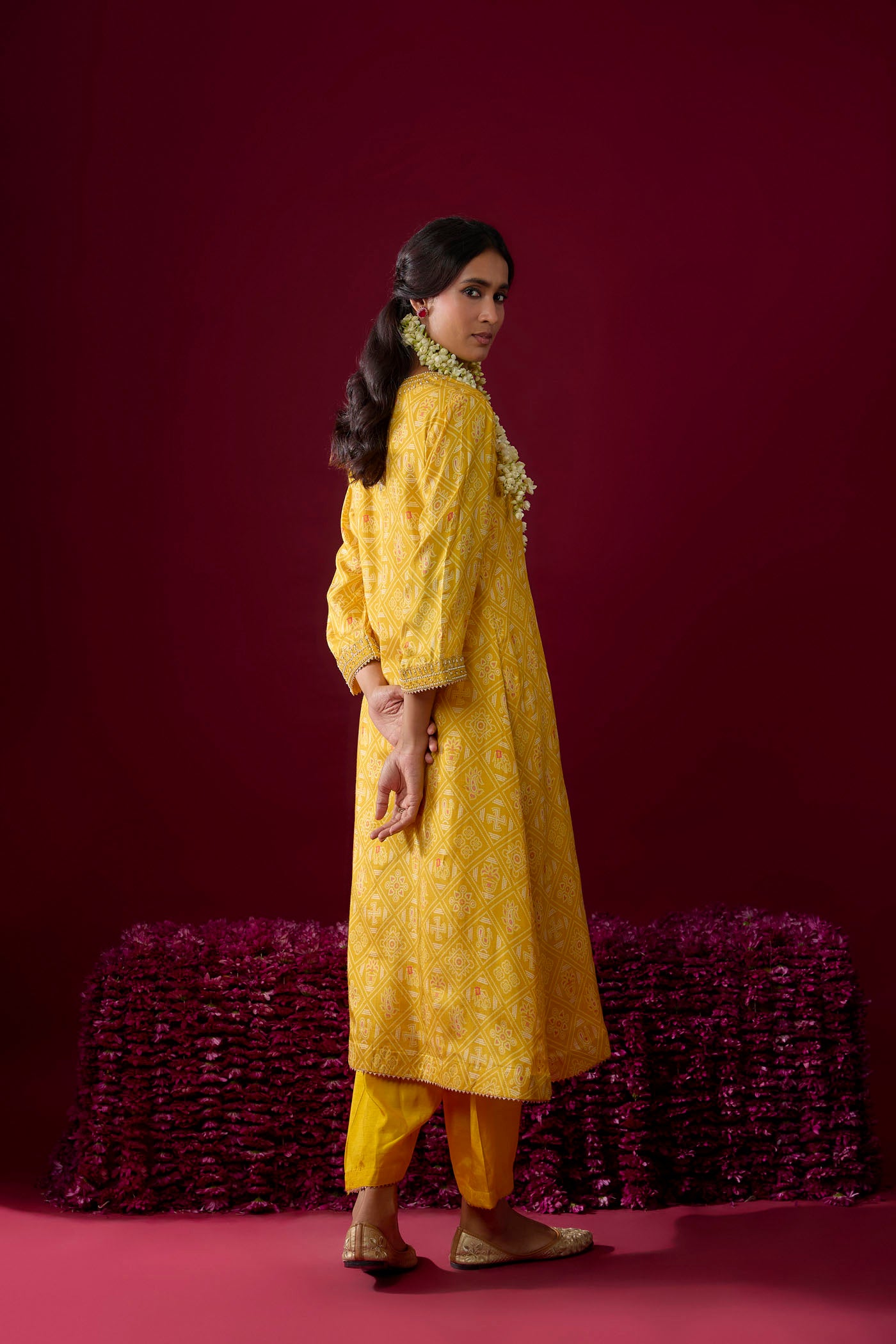 Safiya - Mustard Long Kaaftan With Salwar