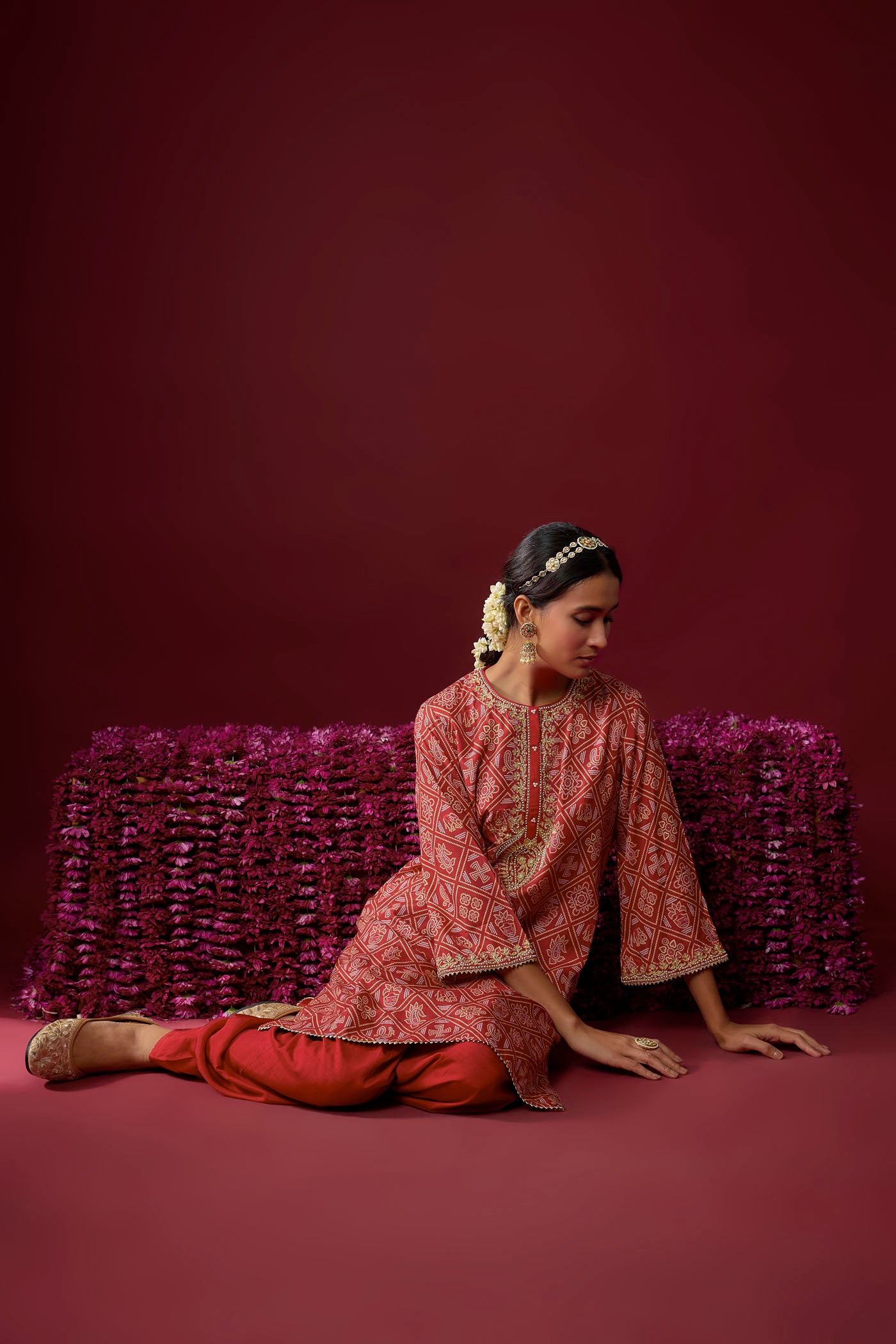 Sarah - Deep Red Kurta With Salwar