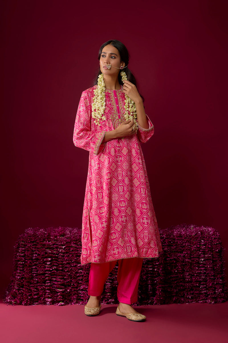Sarah - Pink Long Kaaftan With Salwar (RTS)