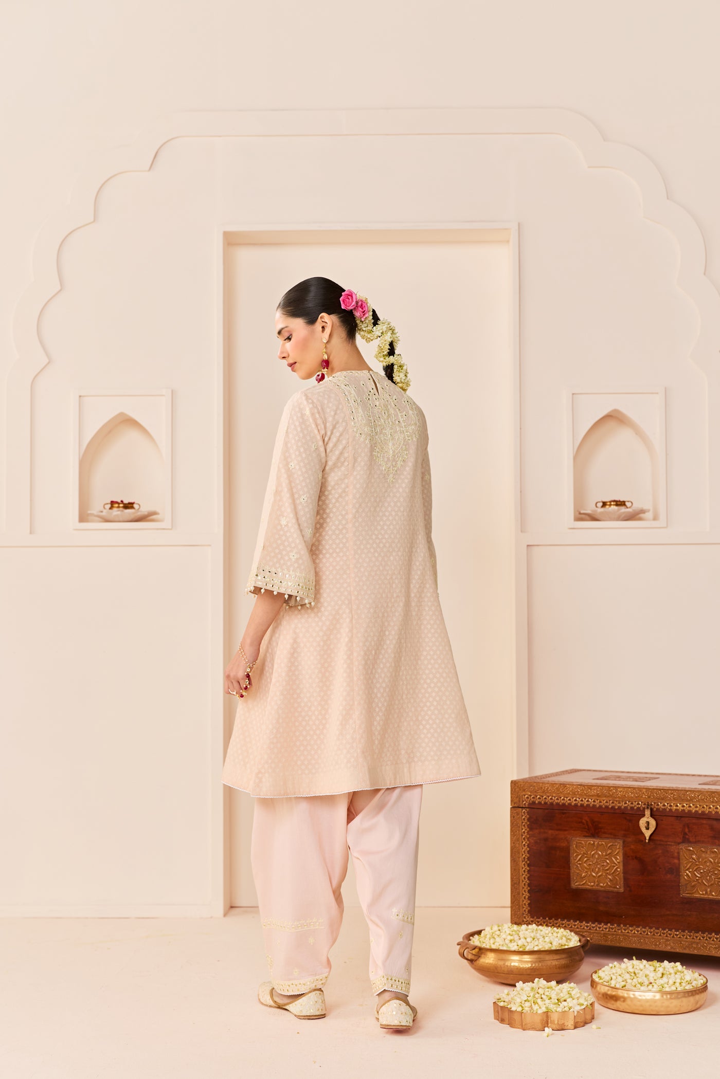 Nida - Carnation Pink Short Choga With Farshi Salwar (LXRTS)
