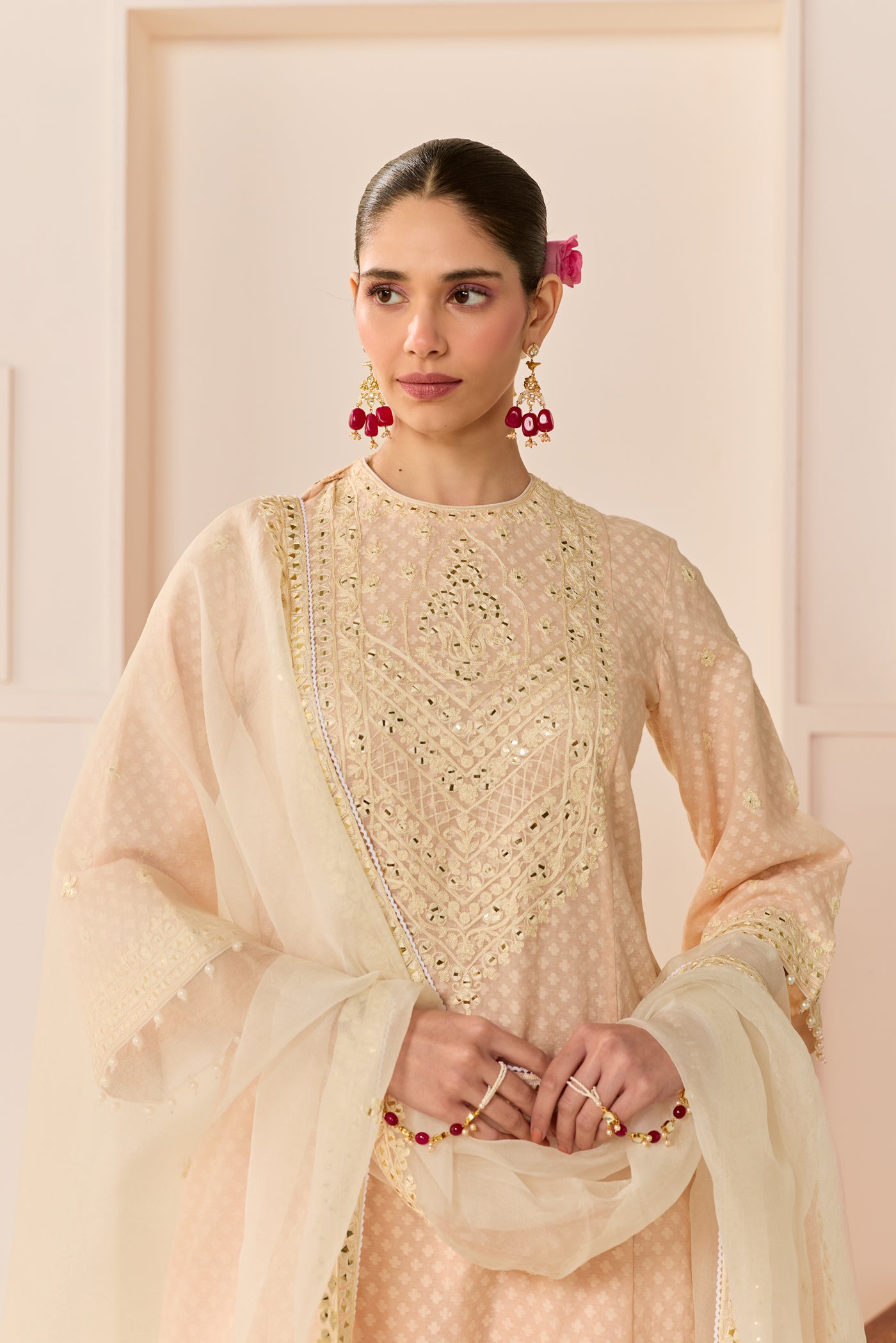 Nida - Carnation Pink Short Choga With Farshi Salwar (LXRTS)
