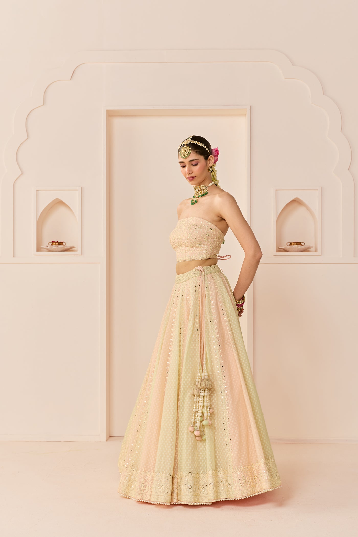 Umaiza - Carnation Pink  Lehenga With Blouse And Dupatta
