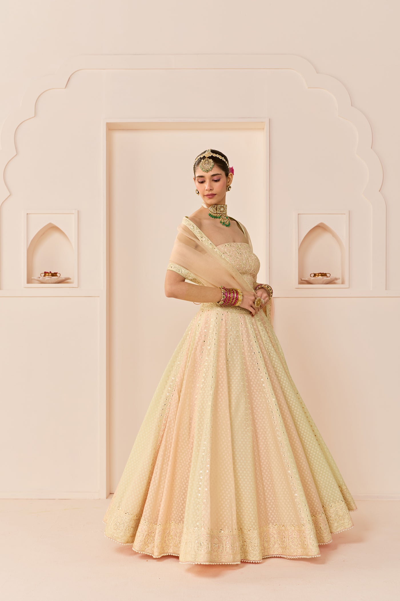 Umaiza - Carnation Pink  Lehenga With Blouse And Dupatta