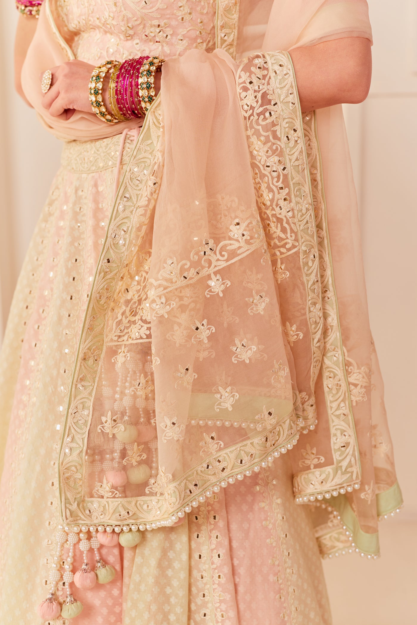 Umaiza - Carnation Pink  Lehenga With Blouse And Dupatta