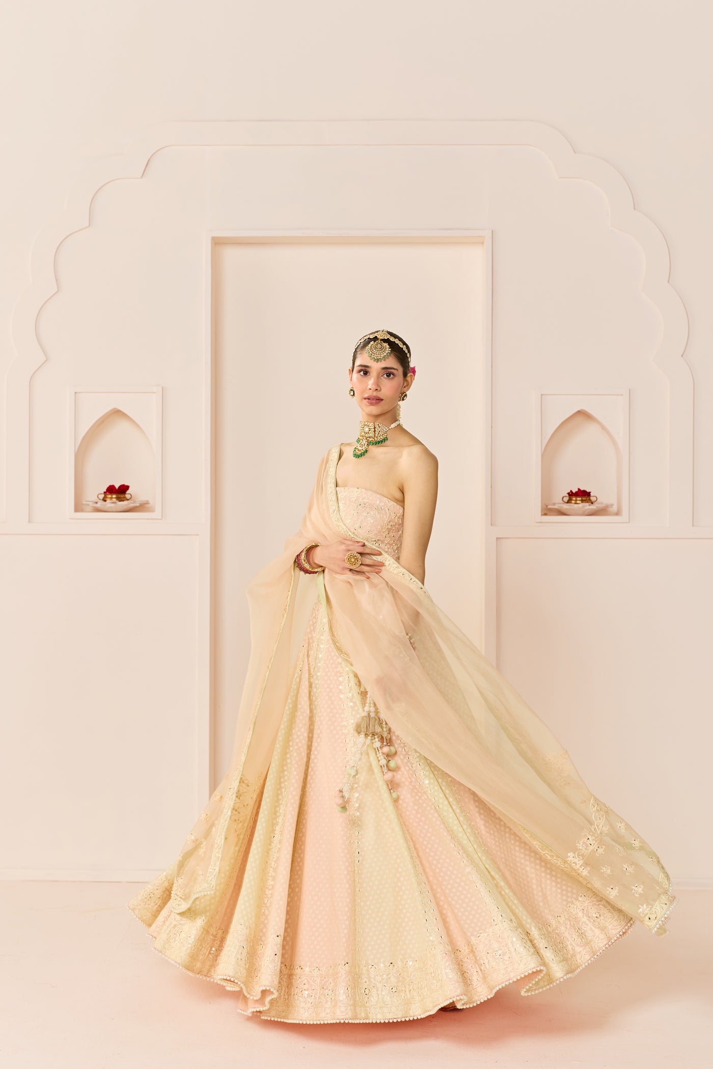 Umaiza - Carnation Pink  Lehenga With Blouse And Dupatta