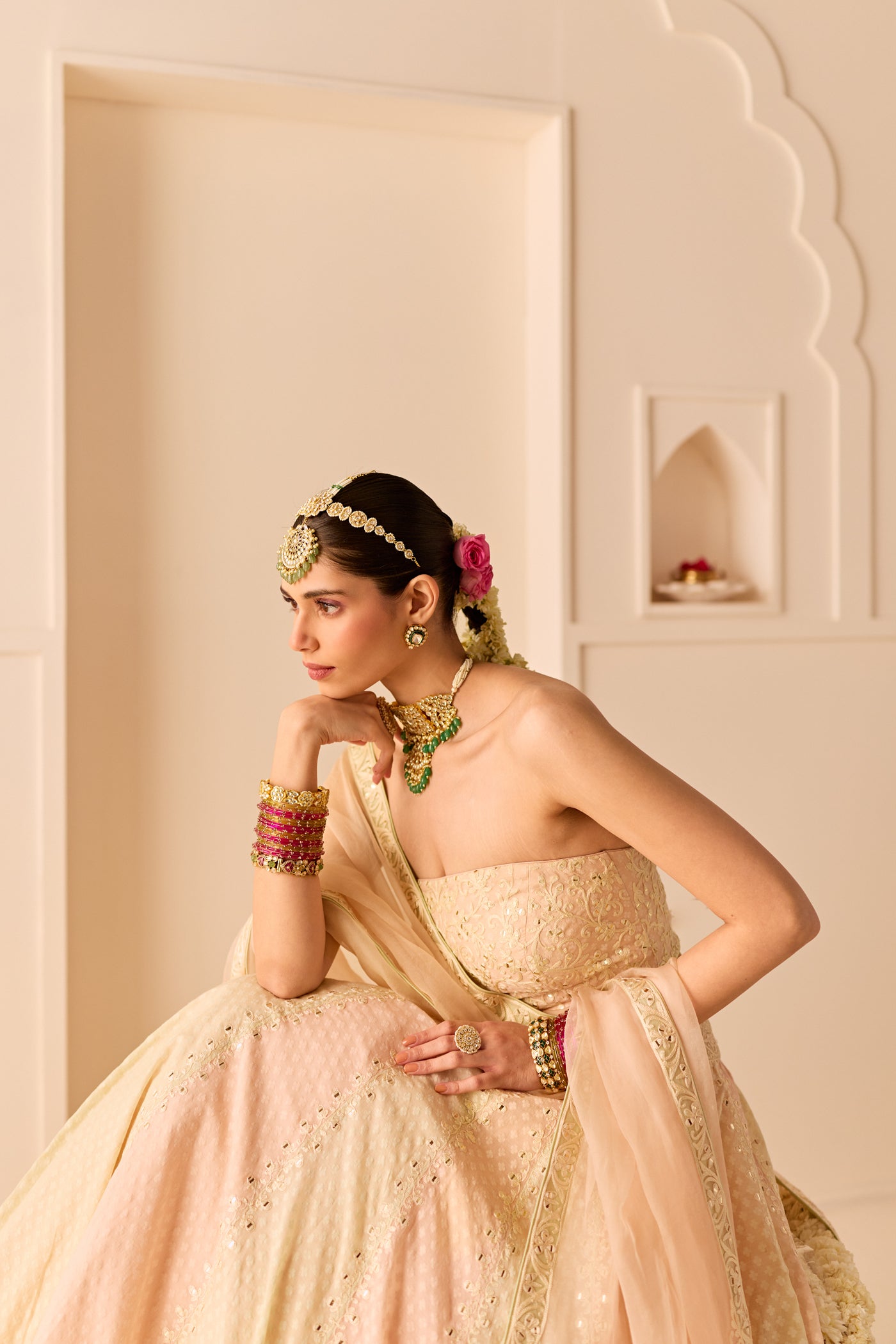 Umaiza - Carnation Pink  Lehenga With Blouse And Dupatta