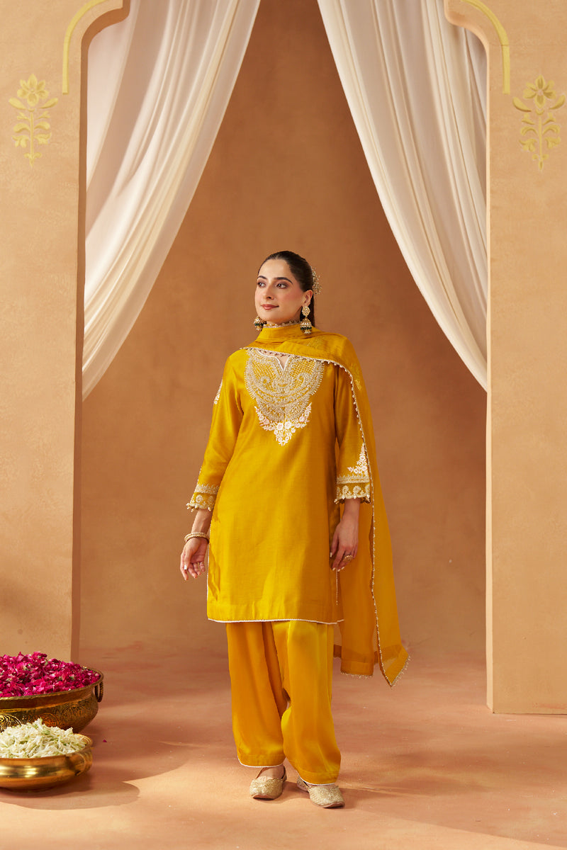 Ashira - Mustard Short Kurta with Salwar