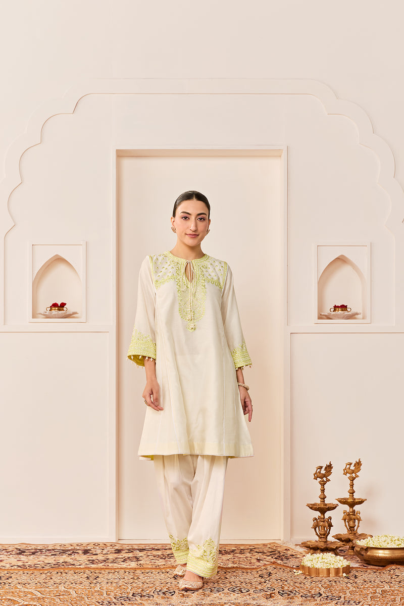 ARSHIYA - DAISY IVORY WITH MINT GREEN CHOGA WITH SALWAR