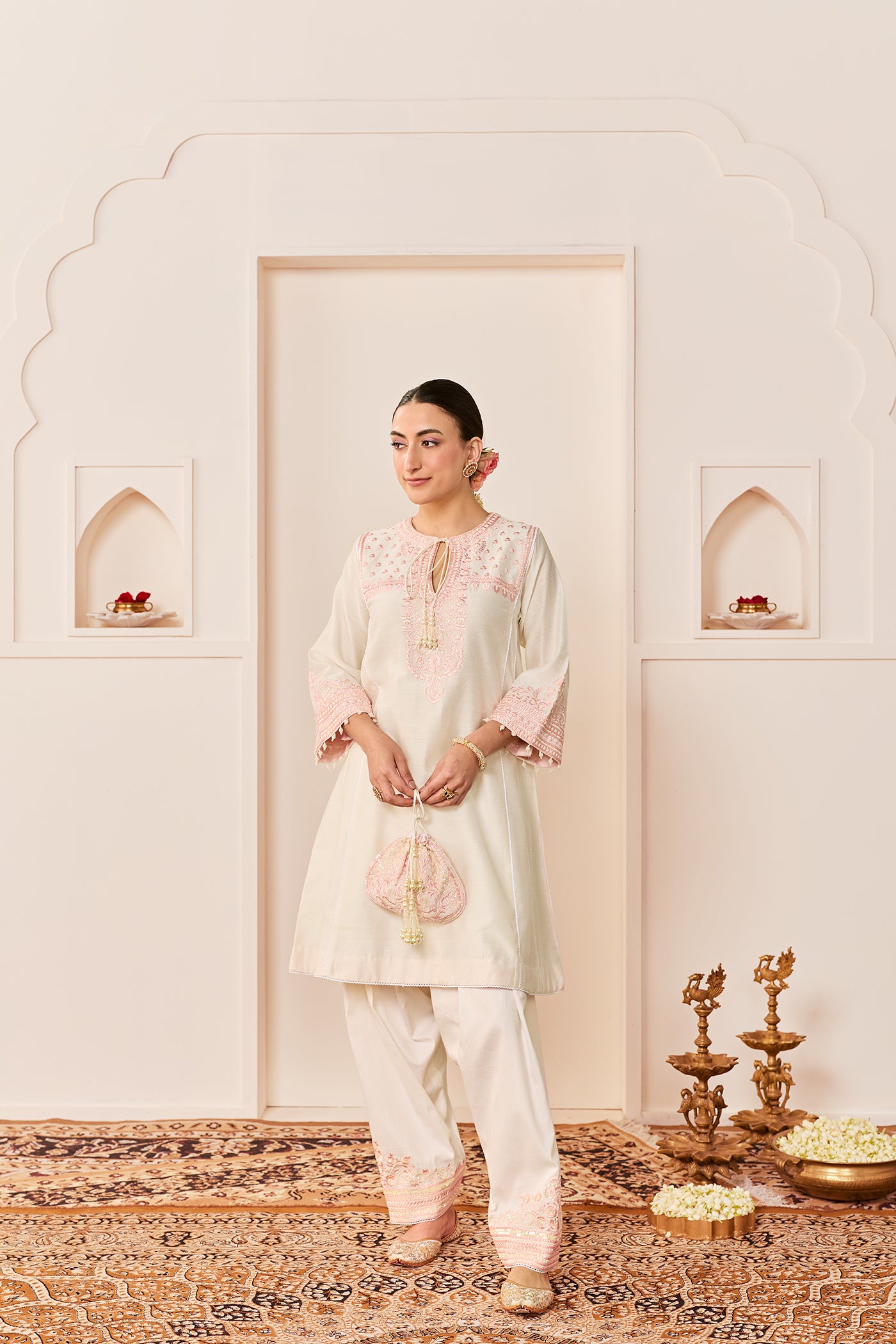ARSHIYA - DAISY IVORY WITH PINK CHOGA WITH SALWAR
