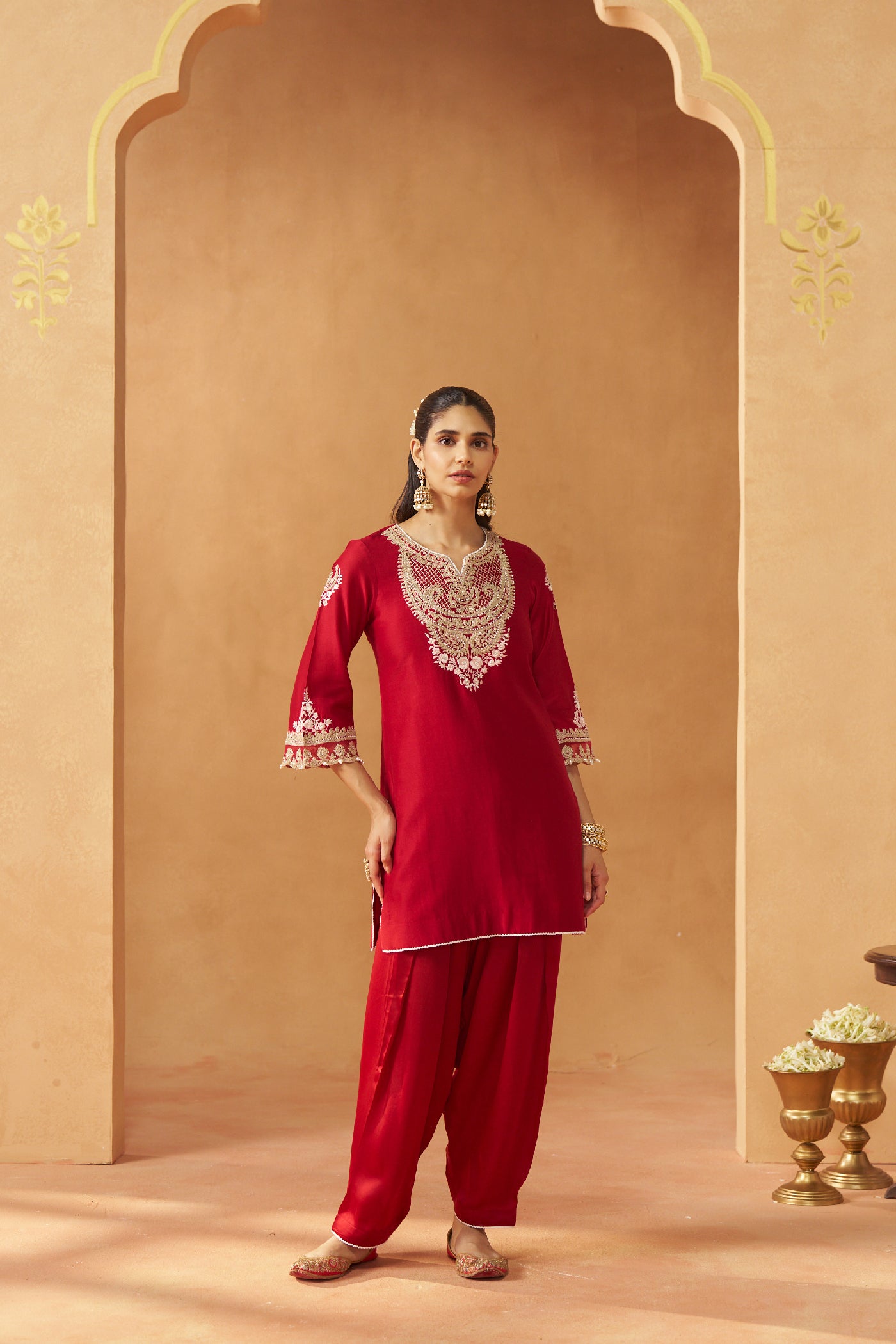 Ashira -Deep Red Short Kurta with Salwar