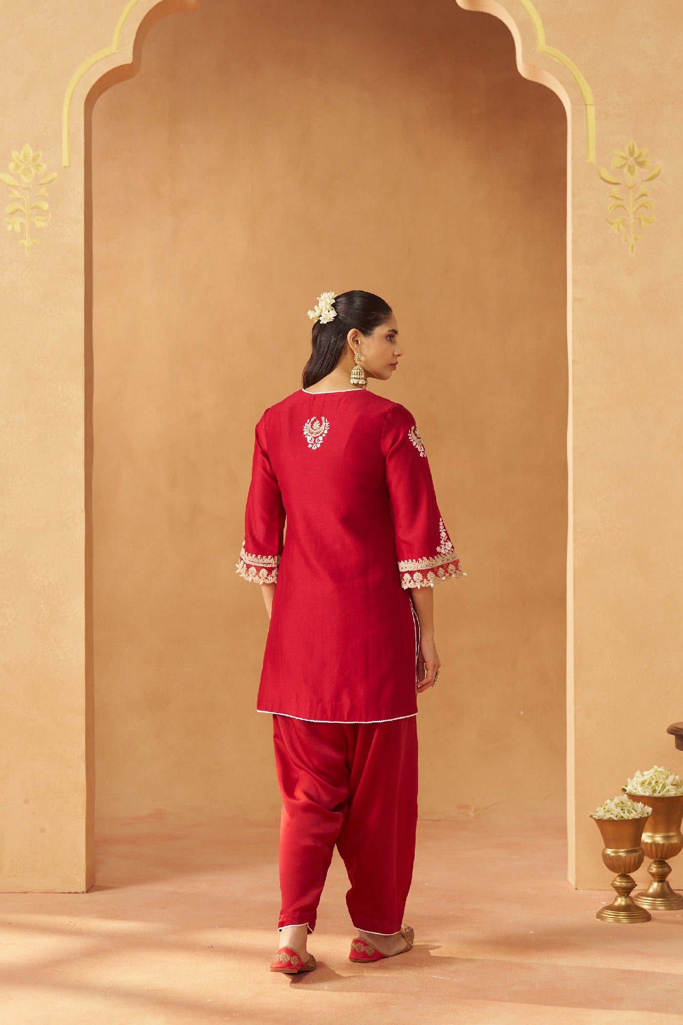 Ashira -Deep Red Short Kurta with Salwar