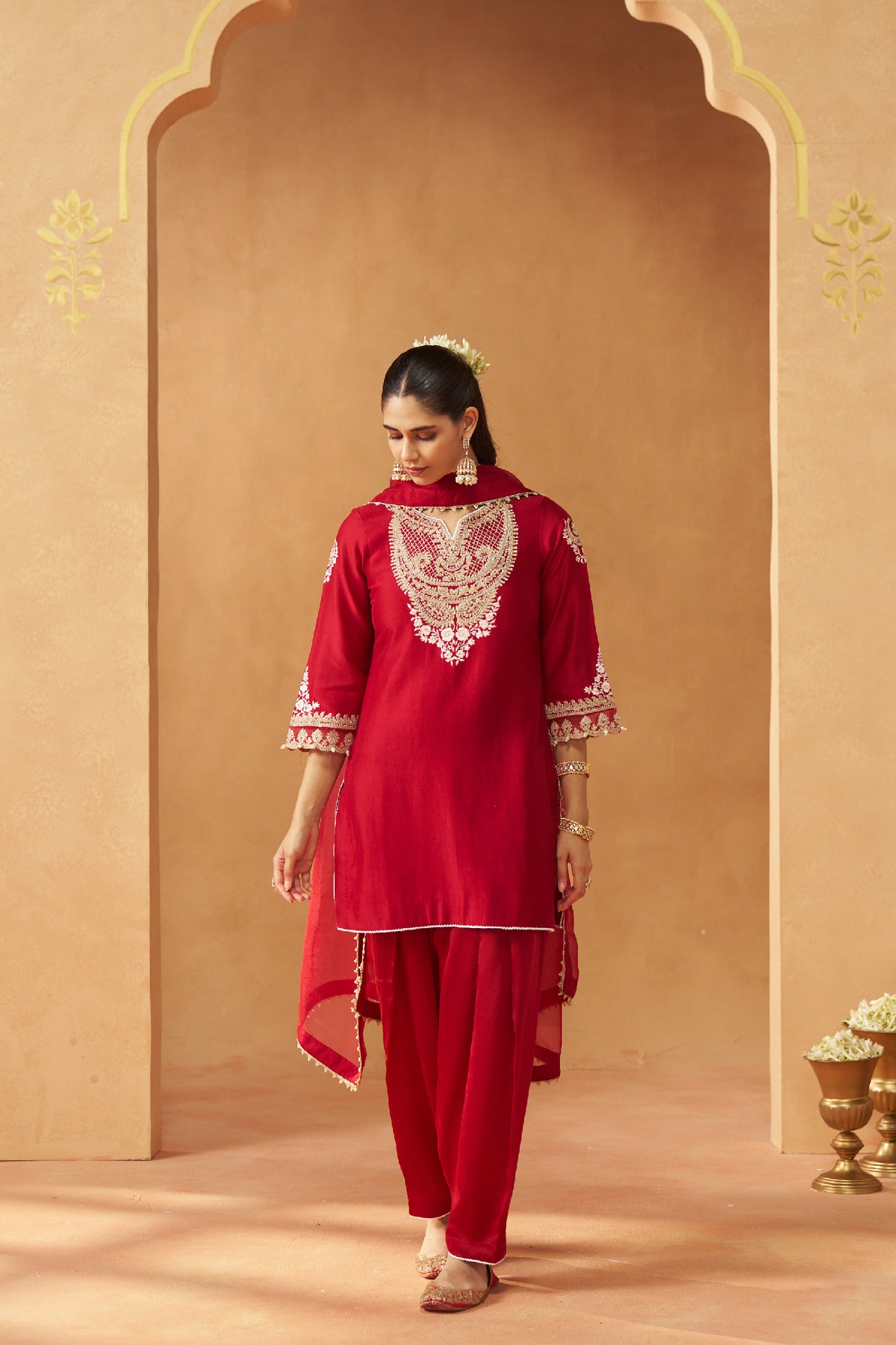 Ashira -Deep Red Short Kurta with Salwar