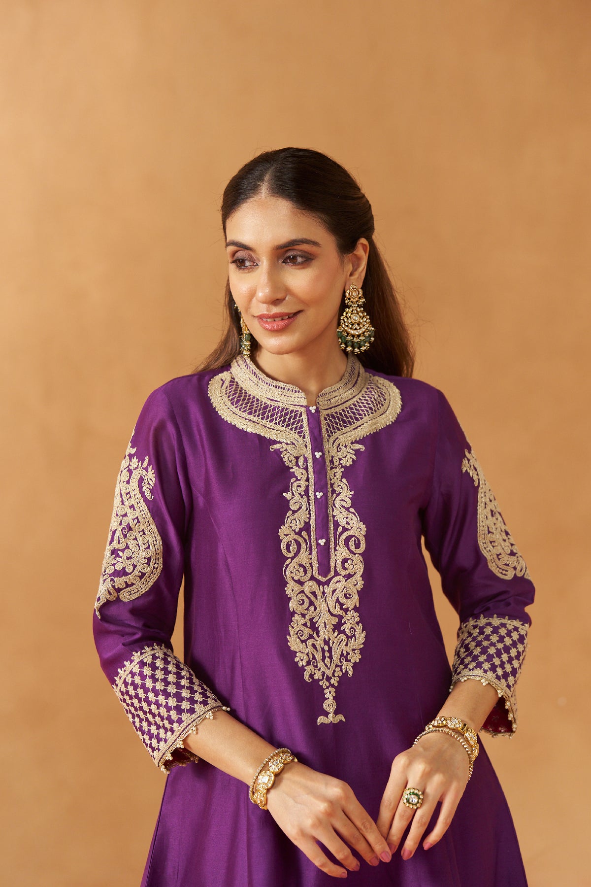 Rabhya-  Deep Purple Tilla Embroidered Kurta Set