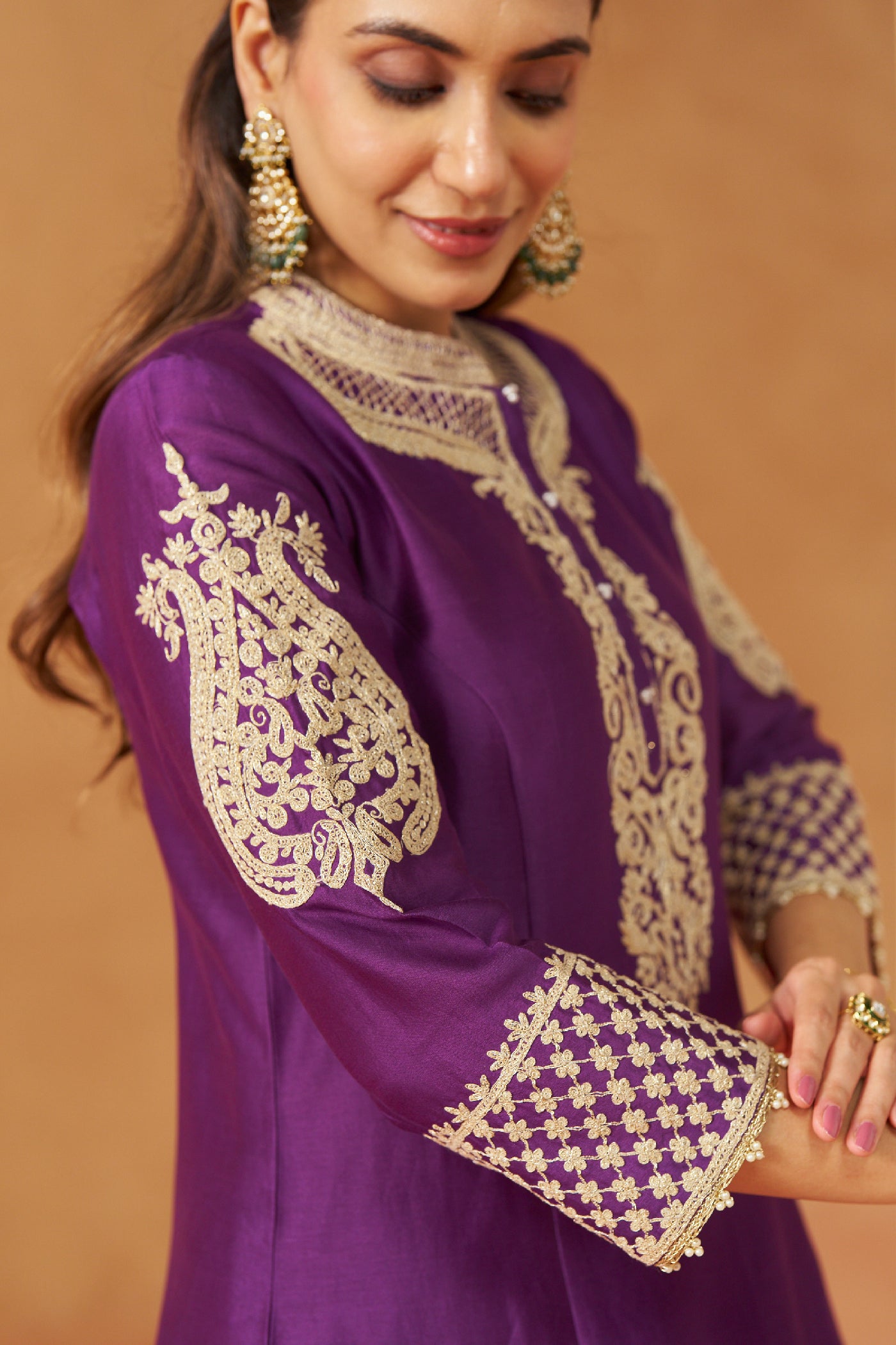 Rabhya-  Deep Purple Tilla Embroidered Kurta Set