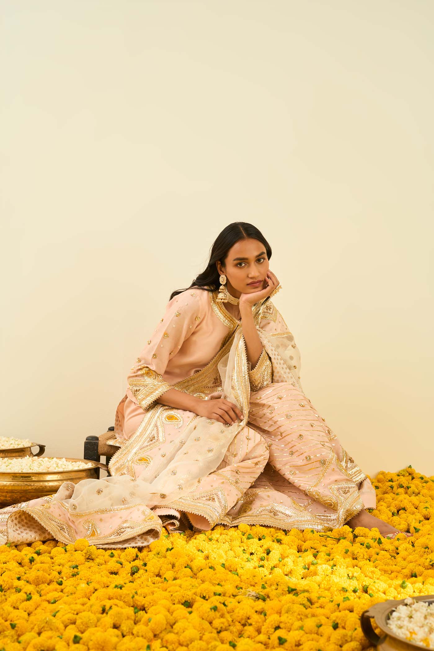 Shafna- Rosepink  short kurta with garara and dupatta