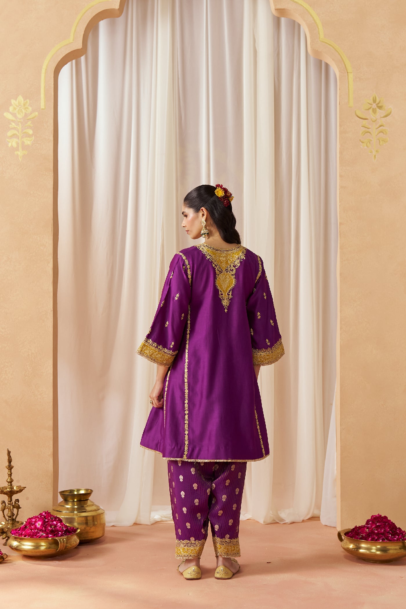 Maahgul Deep Purple Kalidaar Chauga with Salwar