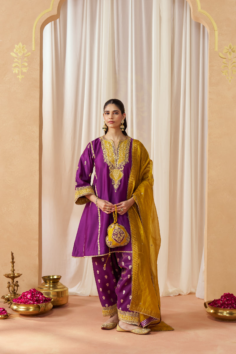 Maahgul Deep Purple Kalidaar Chauga with Salwar