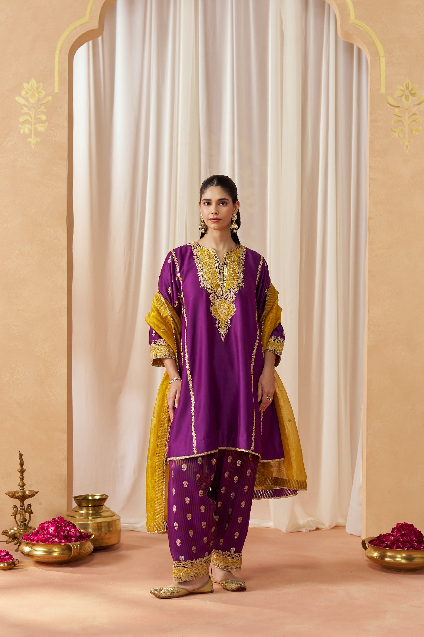 Maahgul Deep Purple Kalidaar Chauga with Salwar