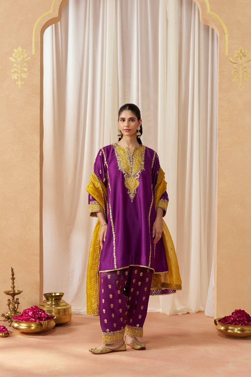 Maahgul Deep Purple Kalidaar Chauga with Salwar