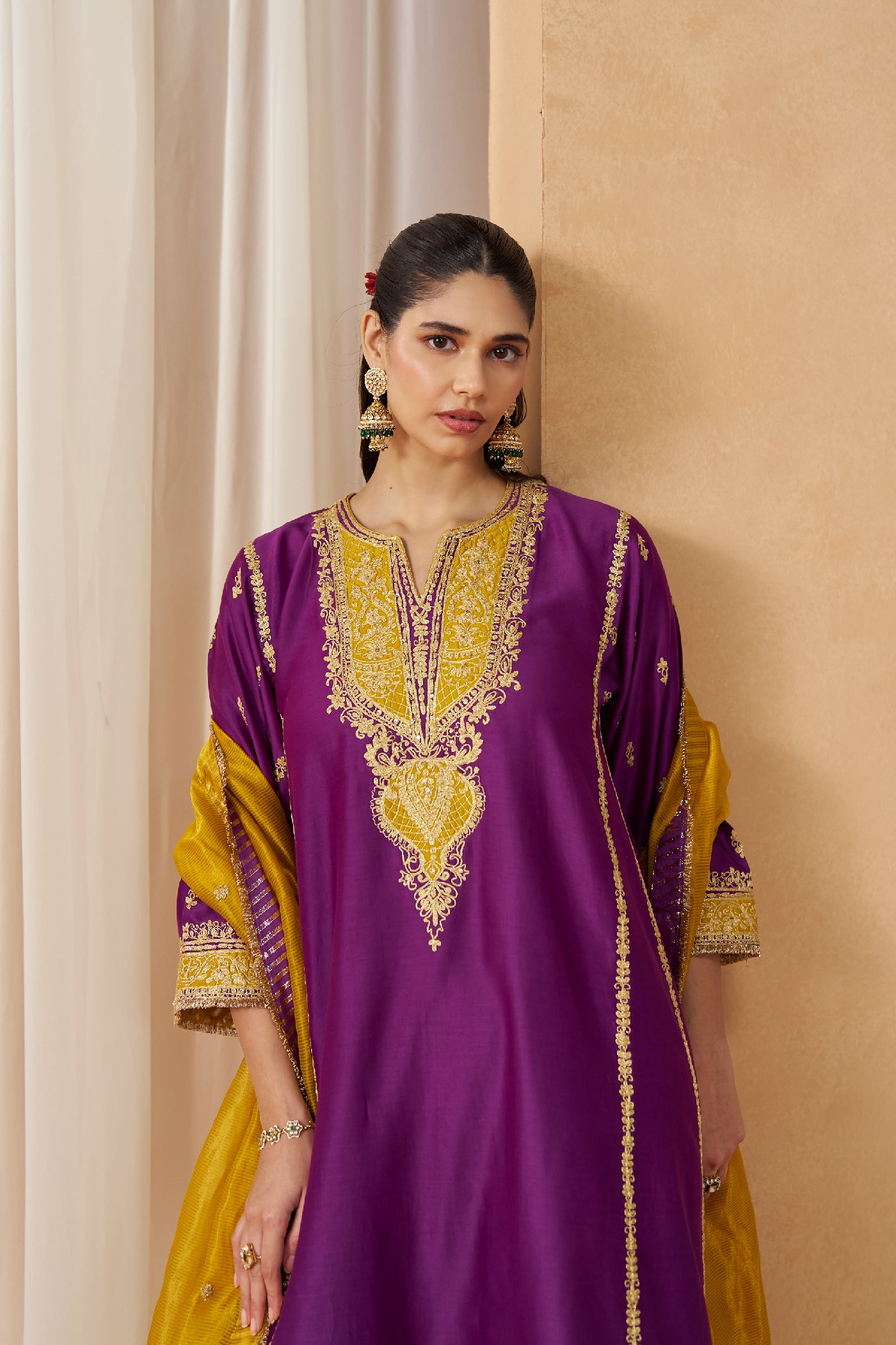 Maahgul Deep Purple Kalidaar Chauga with Salwar