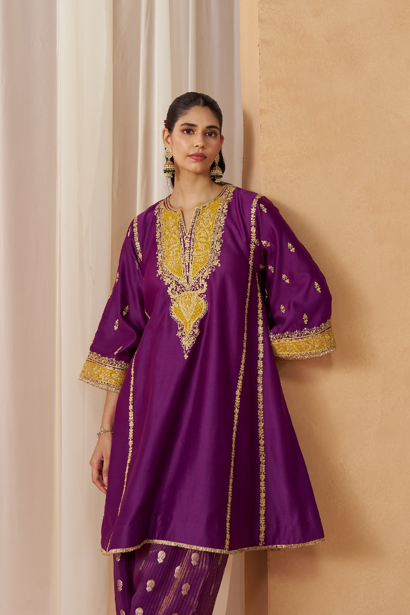Maahgul Deep Purple Kalidaar Chauga with Salwar