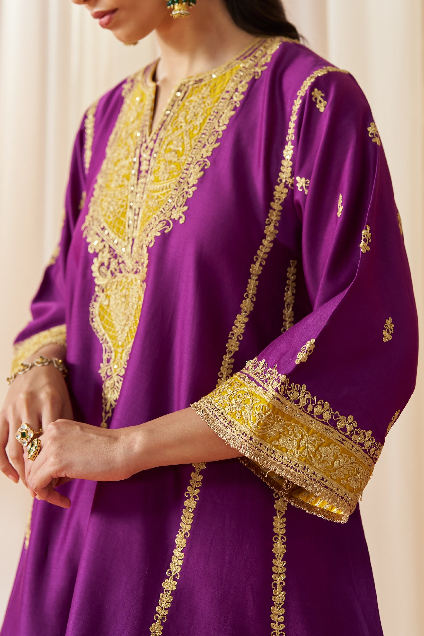 Maahgul Deep Purple Kalidaar Chauga with Salwar