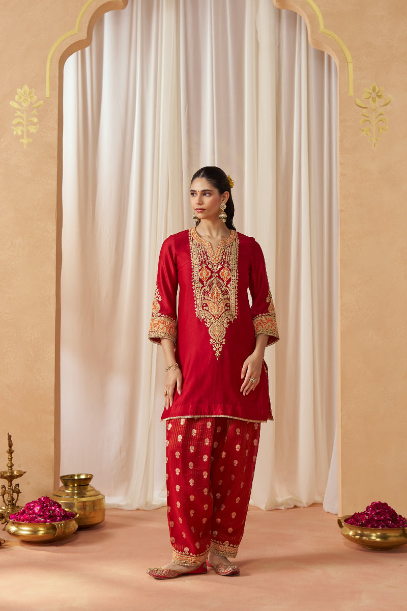 Adeela Deep Red Kurta with Salwar