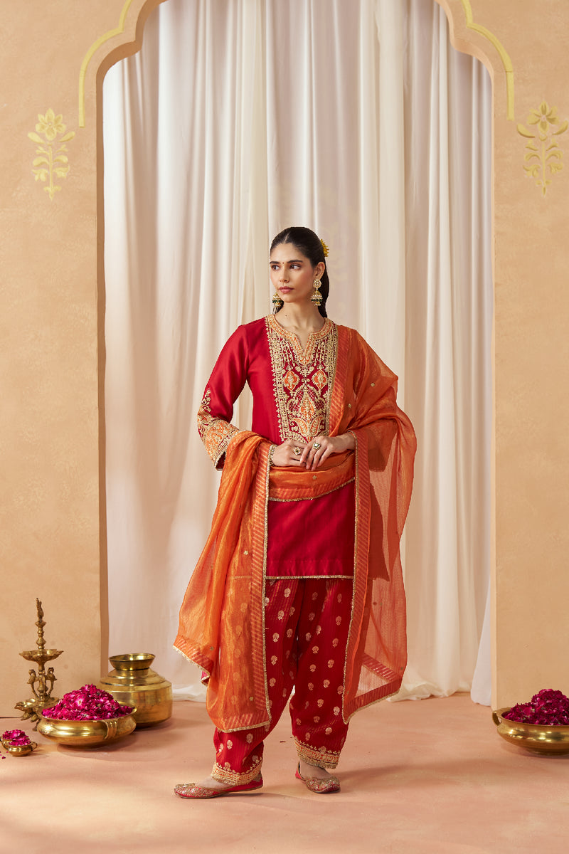 Adeela Deep Red Kurta with Salwar
