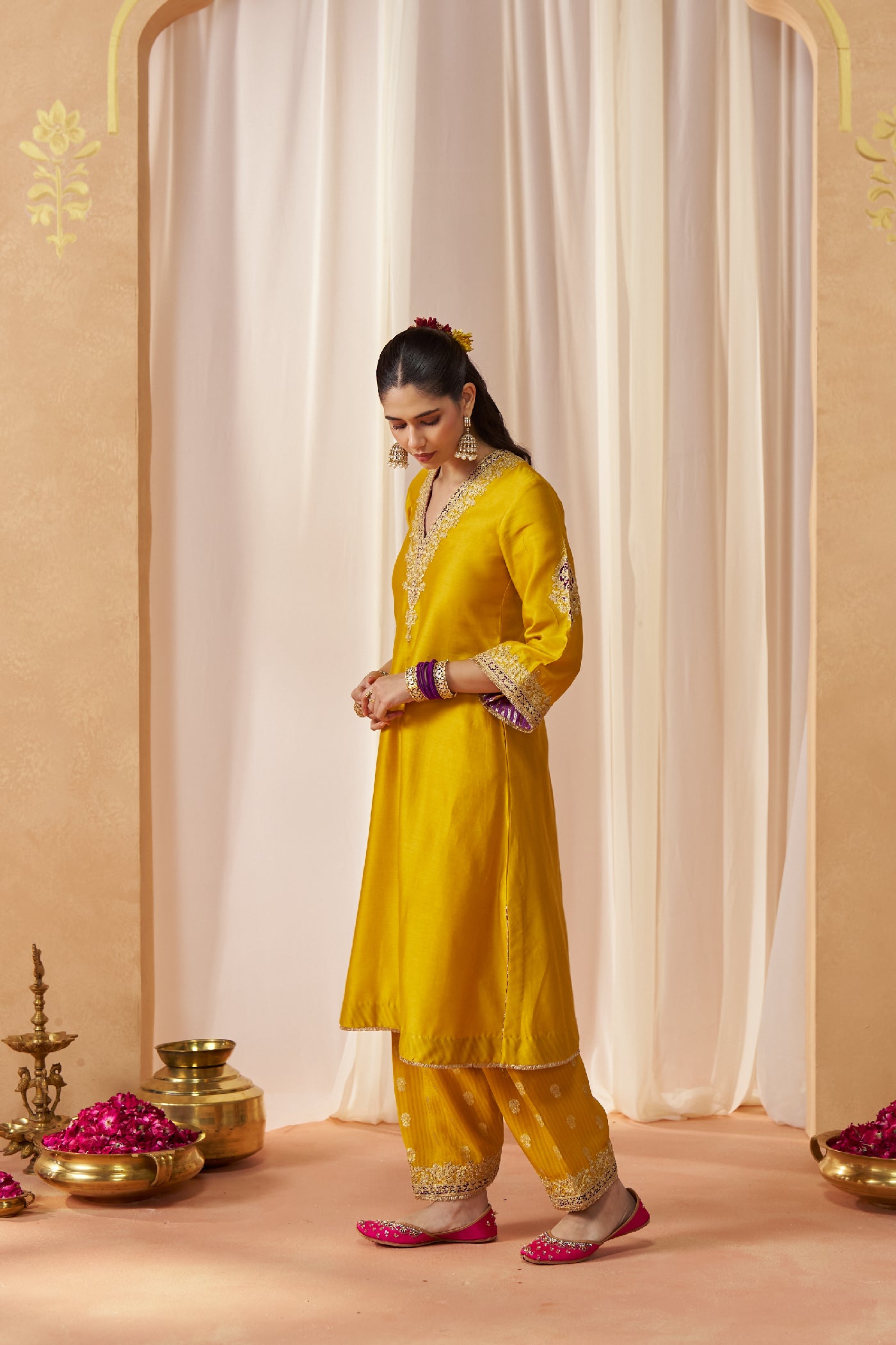 Liana Mustard Chauga with Salwar